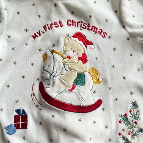 3/$25 Baby's First Christmas Footie One Piece Pajamas Little Me Button Up - Picture 4 of 11